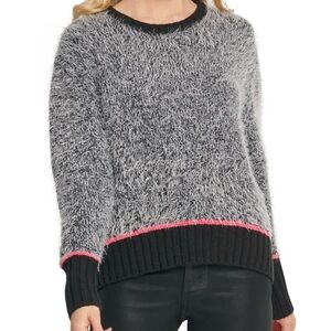 DKNY Black and Gray Sweater with Pink Trim